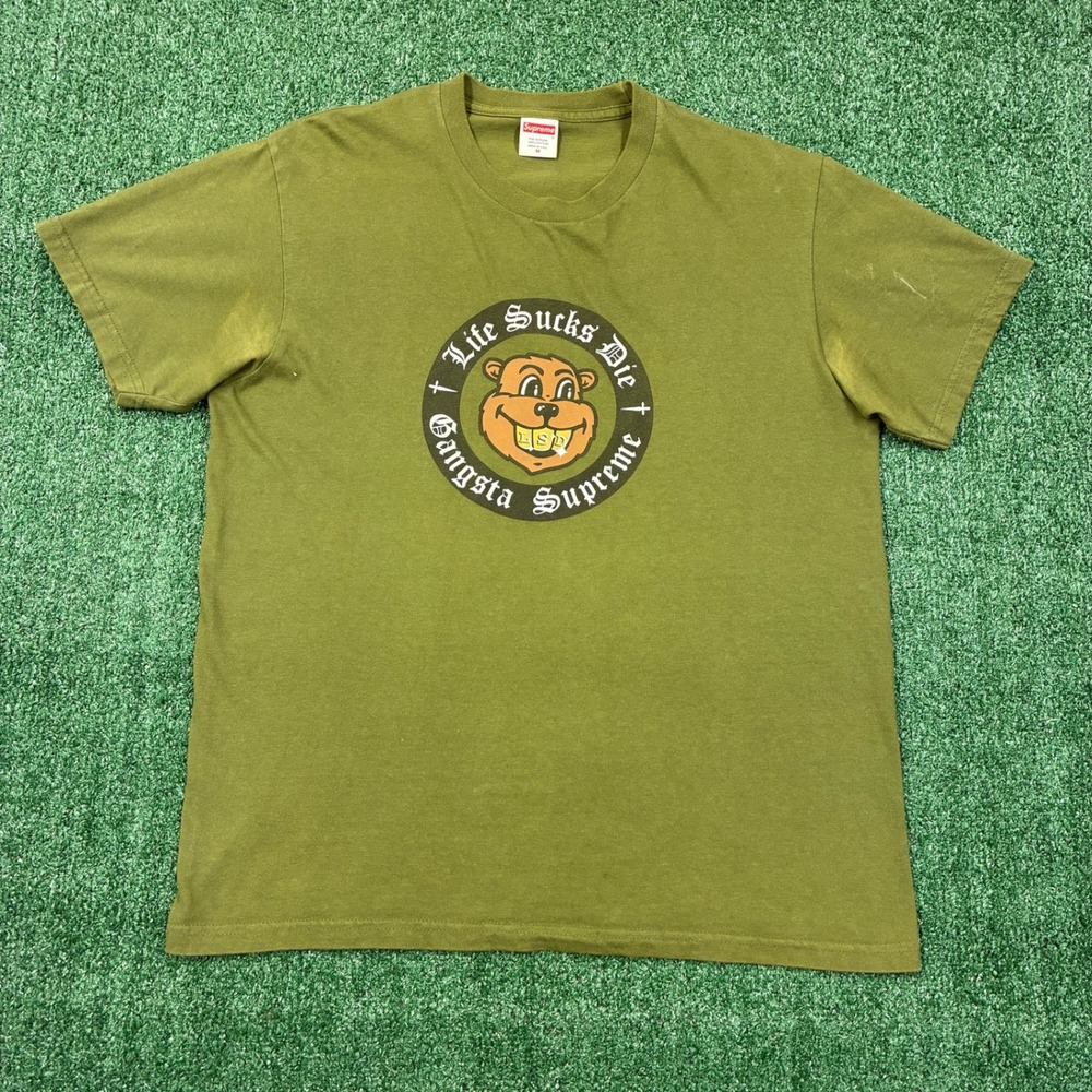 Supreme Supreme Life Sucks Die LSD Gangsta Cartoon Bear T-Shirt